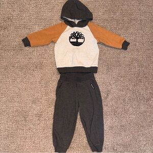 Toddlers 3T Timberland Brown & Gray Sweatsuit Set Hoodie & Jogger Pants